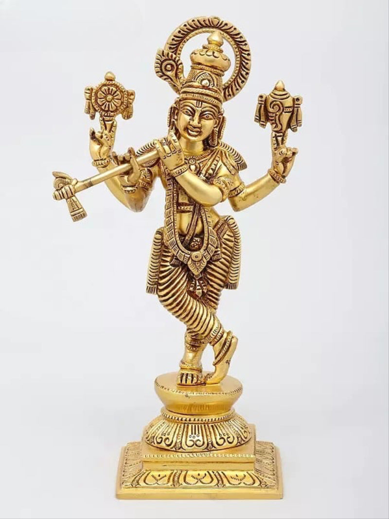 Brass Dashavatara of Lord Vishnu Sculpture | Set of Ten (Height 12 Inches)