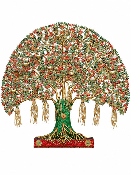 Handcrafted Brass Kalpavriksha Tree Statue (Height: 57.48 Inches)