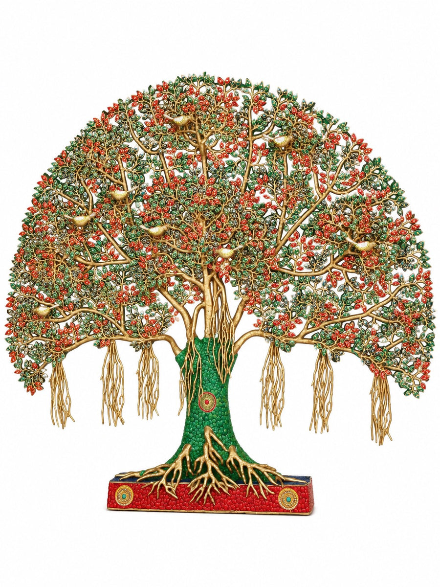 Handcrafted Brass Kalpavriksha Tree Statue (Height: 57.48 Inches) Craft Detail