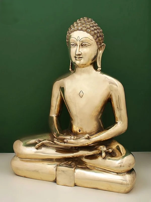 Superfine Brass Shri Mahavir Swami Jain Bhagwan (Height: 51 cm) Study Setting