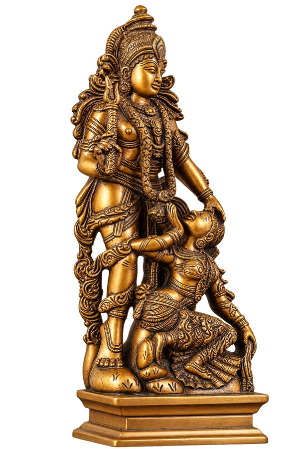 Pure Brass Kamadeva & Rati Traditional Hindu Idol (Height: 13 Inches) Study Setting