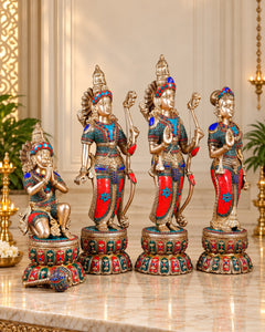Brass Ram Darbar Set with Multicolour Finish | Superfine Handcrafted Idols (Height: 24 Inches)