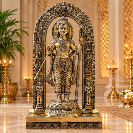 Brass Ayodhya Ram Lalla Idol | Grand Lord Ram Statue for Temple (Height: 53 Inches)