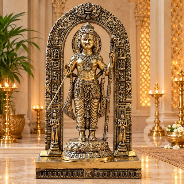 Brass Ayodhya Ram Lalla Idol | Grand Lord Ram Statue for Temple (Height: 53 Inches)