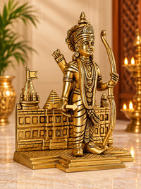 Pure Brass Standing Ram Idol | Detailed Lord Ram Statue (Height: 7.09 Inches)