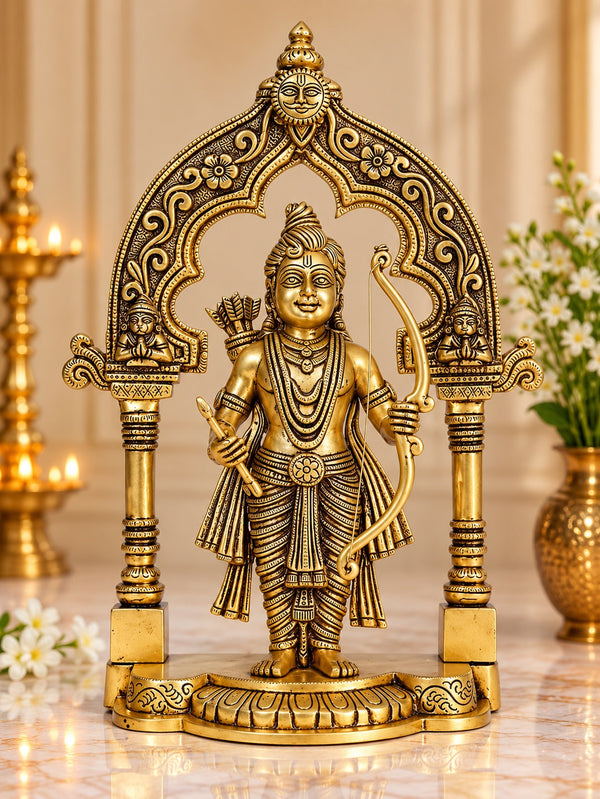 Pure Brass Standing Ram Idol | Divine Idol (Height: 14.96 Inches)