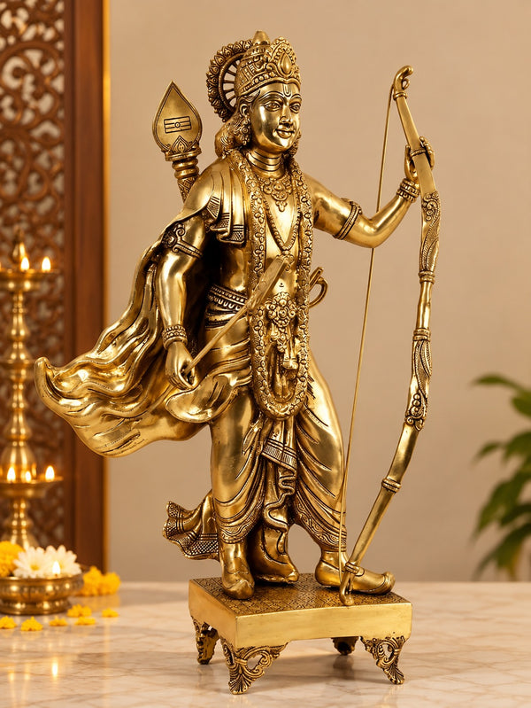 Pure Brass Ram Lalla Idol | Grand Detailed Lord Ram Statue (Height: 27 Inches)
