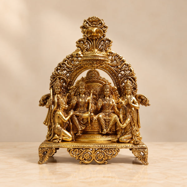 Large Brass Ram Darbar Murti | Traditional Handcrafted Brass Idol (Height: 23 Inches) Study Setting