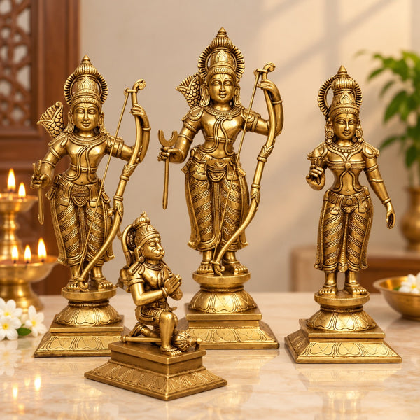 Brass Ram Darbar Statue | Pure Brass | Traditional Hindu Temple Idol | Pooja Room Décor (Height: 23 Inches) Mandir Setting