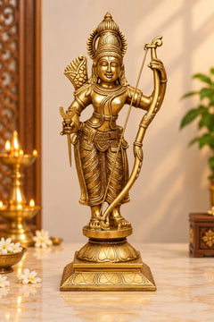 Brass Ram Darbar Statue | Pure Brass | Traditional Hindu Temple Idol | Pooja Room Décor (Height: 23 Inches)