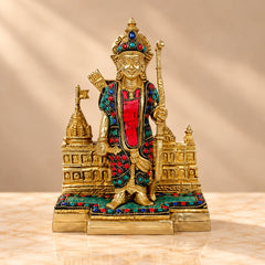 Brass Gemstone Work Ram Lalla Murti | Traditional Hindu Temple Idol | Pooja Room Décor (Height: 9.2 Inches)