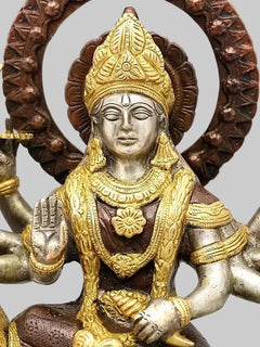 Brass Sherawali Maa (Goddess Durga) Idol | Traditional Handcrafted Statue of Maa Durga Seated on Lion (Height: 12 Inches)