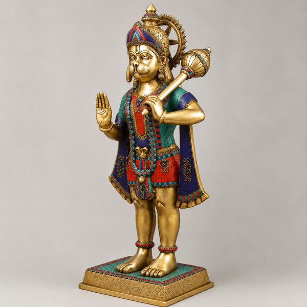 Brass Standing Hanumanji Statue (Height:36 Inches) Entryway Setting