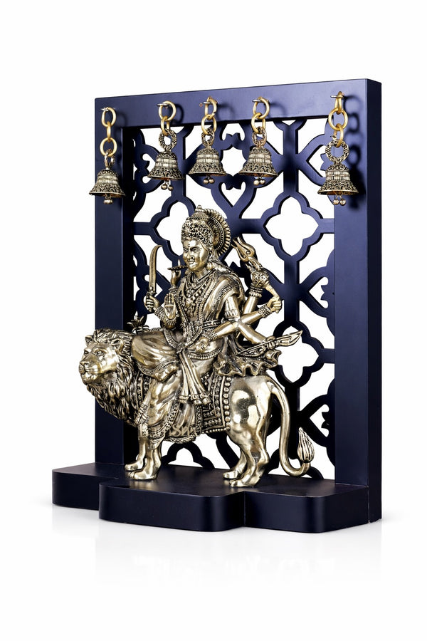 Superfine Brass Durga Mata Idol with Hanging Bells (Height :12 Inches) Entryway Setting
