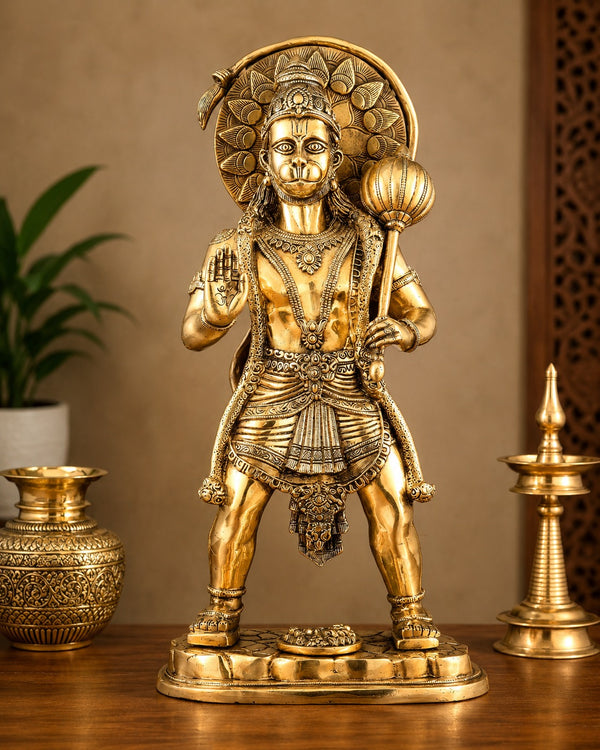 Brass Standing Hanuman Statue (Height:22 Inches)