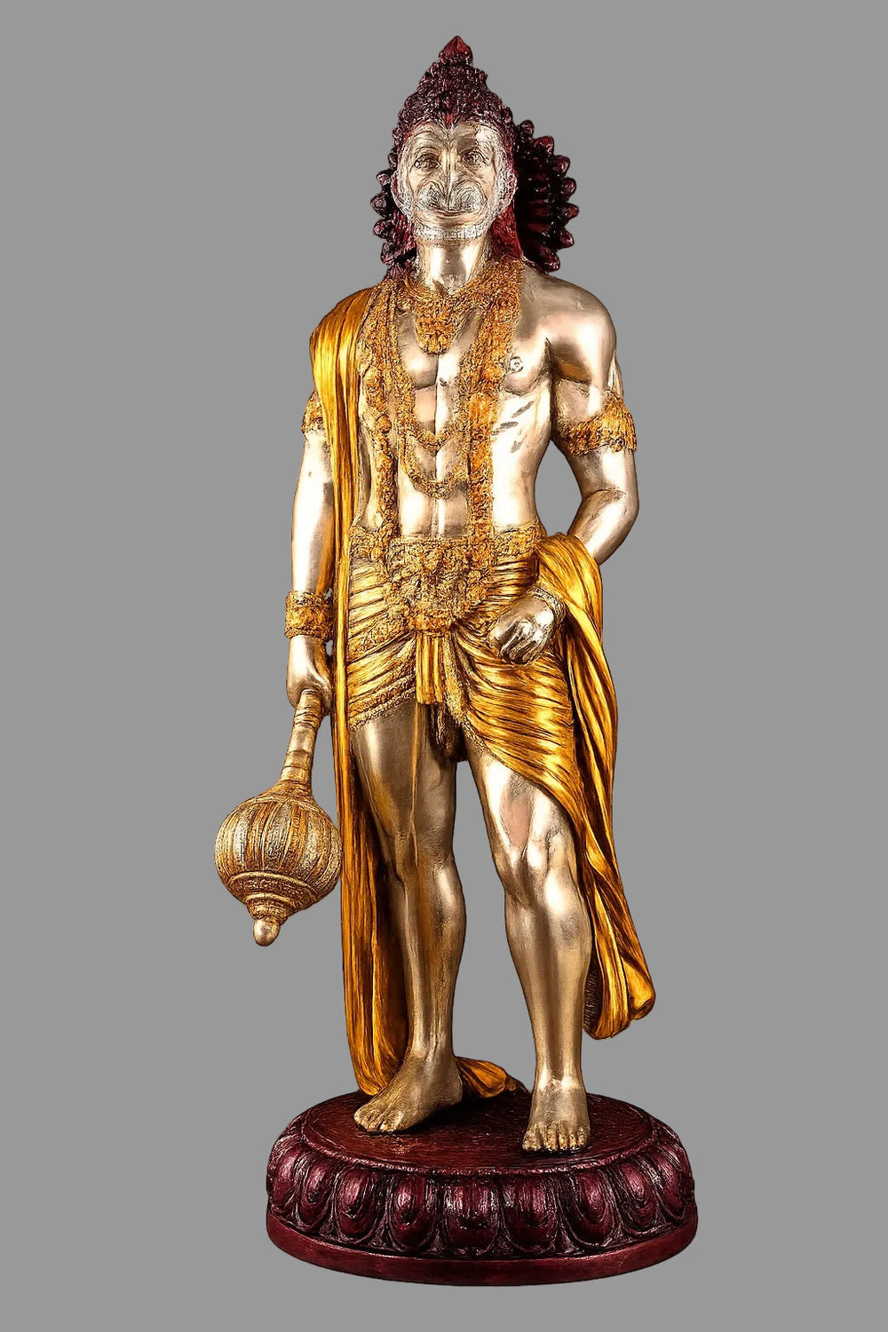 Brass Lord Hanuman muscular Statue (Height:24 Inches)