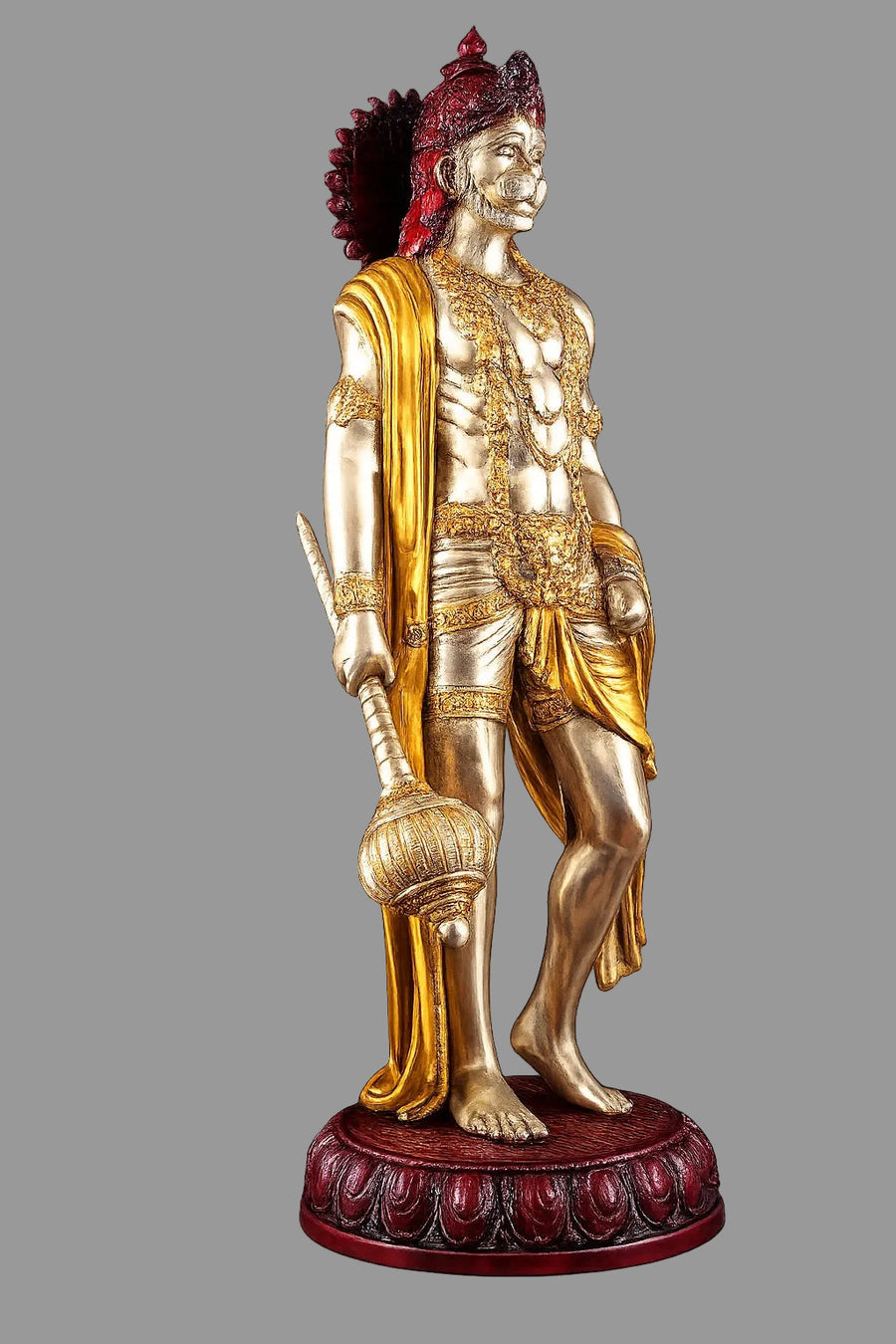 Brass Lord Hanuman muscular Statue (Height:24 Inches) Craft Detail