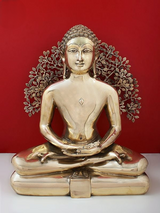Superfine brass Jain Bhagwan statue, seated cross-legged, front view, 51 cm height