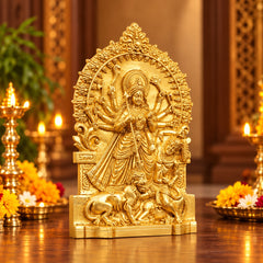 Pure Brass Goddess Durga Standing Statue – Traditional Religious Idol (Height: 10 Inches)