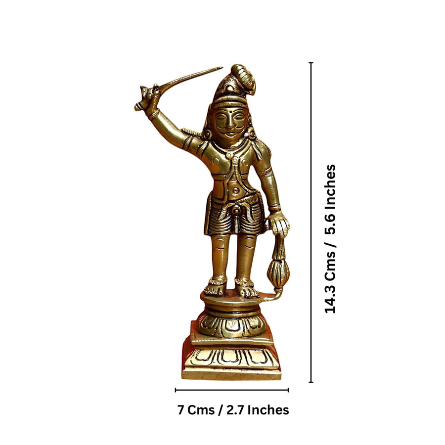Brass Karuppaswamy Sculpture – Religious Showpiece for Temple & Home Decoration (Height:5.6 Inches) Craft Detail