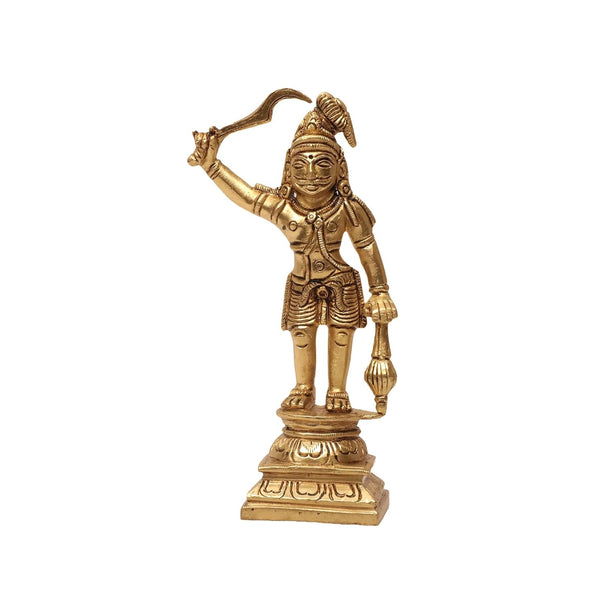 Brass Karuppaswamy Sculpture – Religious Showpiece for Temple & Home Decoration (Height:5.6 Inches)