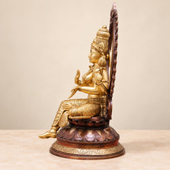 Brass Goddess Lakshmi Maa Statue – Traditional Hindu Home Décor (Height: 28 Inches)