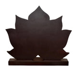 Back view of dark wooden lotus frame for brass Ashtalakshmi idol set