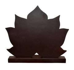 Back view of dark wooden lotus frame for brass Ashtalakshmi idol set