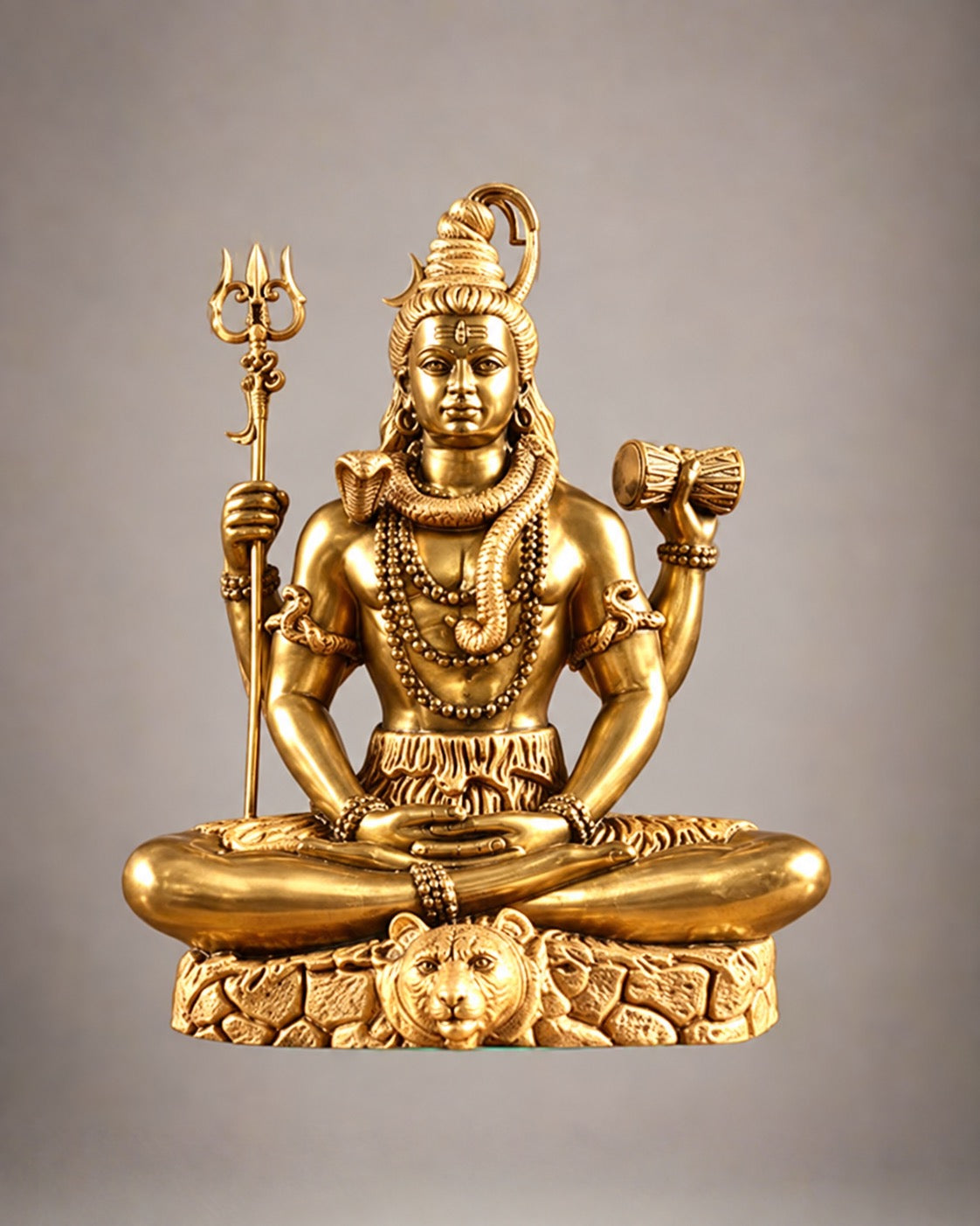Brass Golden Superfine Lord Shiva in Dhyaan Mudra Murti (Height:6 Inches)
