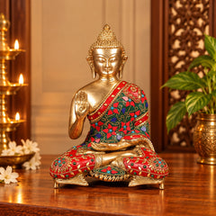 Brass Buddha Idol – Meditation & Spiritual Décor (Height:11 Inches)