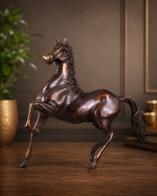 Premium Pure Brass Galloping Horse Showpiece for Home & Office Décor (Height:15.35 Inches)