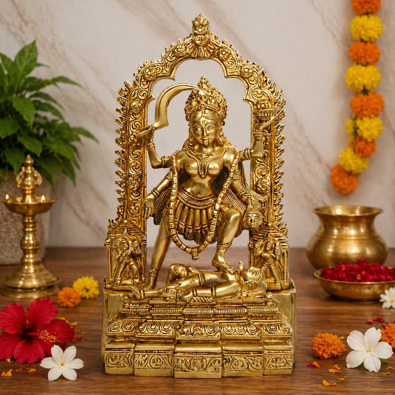 AONA Brass Goddess Kali Idol (Kaali Maa / Kalka Maa) – Sacred Statue for Home Temple, Navratri & Festive Pooja | Ideal Spiritual Gift