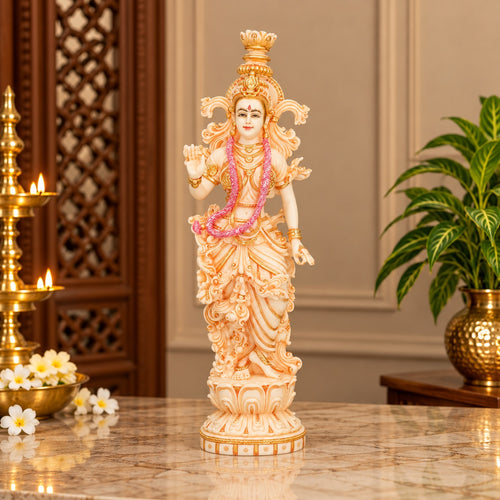 Radha Krishna Hand-Painted Marble Dust Statue – Decorative Idol for Home & Temple (Height:14 Inches)
