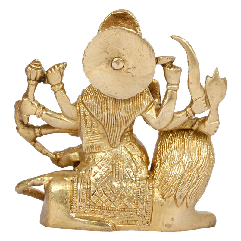 Brass Goddess Durga Idol (Sherawali Mata / Ambe Maa) – Divine Murti for Pooja, Vastu & Home Décor | Elegant Mata Rani Showpiece | Ideal Spiritual Gift  (Height:4.25 Inches)