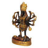 Kalika Maa idol figurine, front view, crown and gold jewelry, trident and drum