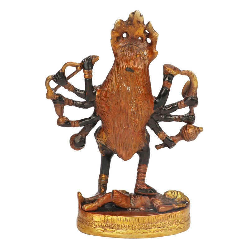 Brass Goddess Mahakali Idol with Lord Shiva (Adi Shakti Kali Maa) – Sacred Kalika Mata Murti for Pooja, Home Décor & Spiritual Gifting  (Height:7.5 Inches)