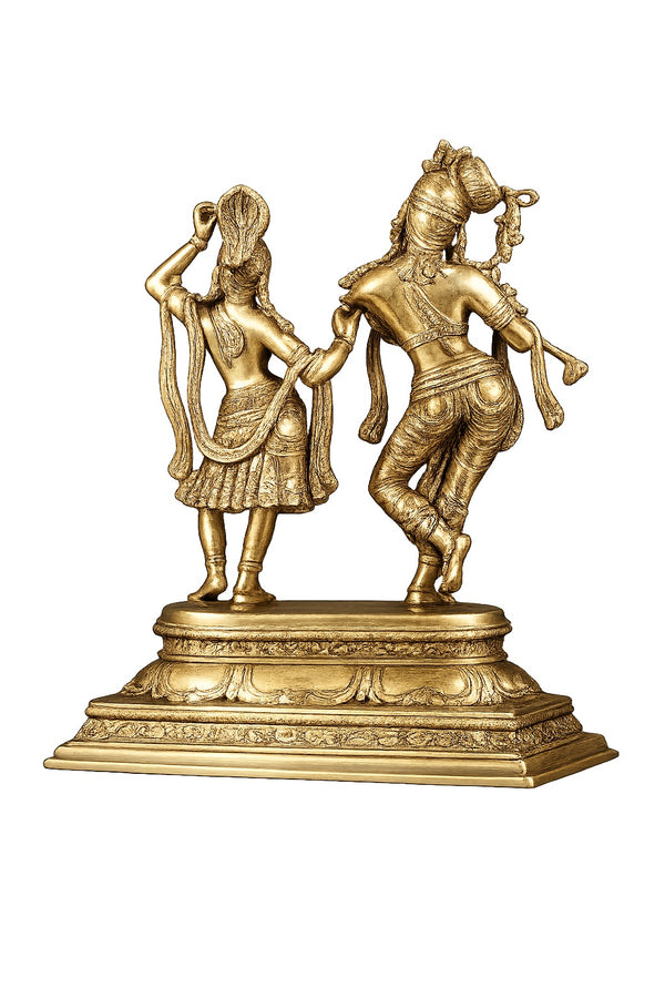 Brass Radha Krishna Statue (Height: 18 Inches) Study Setting
