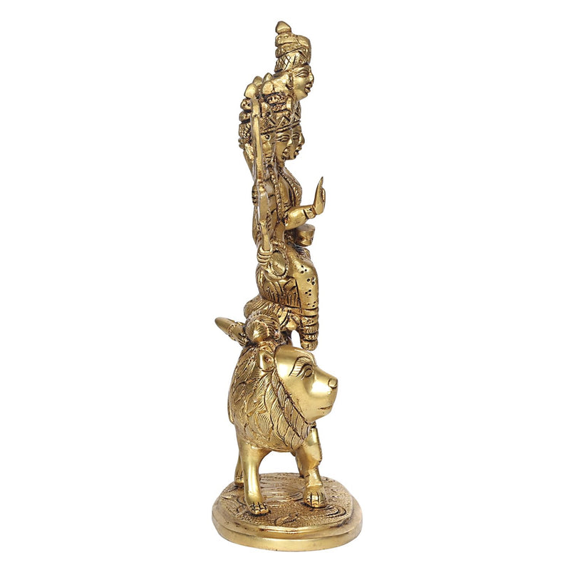 Brass Goddess Kamakhya / Durga (Sherawali) Idol – Tripura Sundari Mata Statue for Home Décor, Mandir & Pooja Temple | Sacred Spiritual Showpiece (Height:8.5 Inches)
