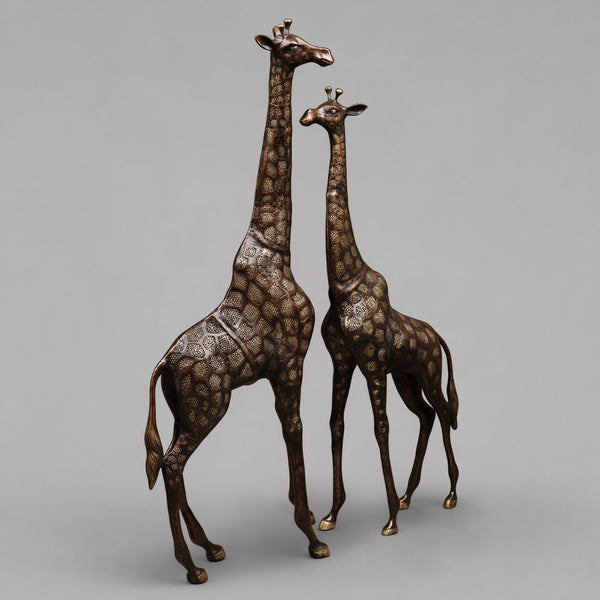 Handcrafted Brass Giraffe Figurine, Standing Pose with Antique Copper Finish (Height:52 Inches) Entryway Setting