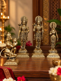 Large Shri Ram Darbar Brass Statue Set of Four | Exquisite Handcrafted Hindu Deity Sculptures for Temple, Home & Spiritual Decor (Height:40 Inches)