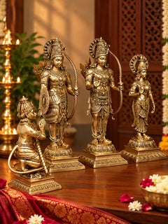Large Shri Ram Darbar Brass Statue Set of Four | Exquisite Handcrafted Hindu Deity Sculptures for Temple, Home & Spiritual Decor (Height:40 Inches)