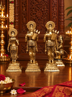 Large Shri Ram Darbar Brass Statue Set of Four | Exquisite Handcrafted Hindu Deity Sculptures for Temple, Home & Spiritual Decor (Height:40 Inches)