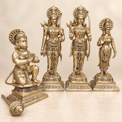 Brass Large Magnificent Lord Rama Darbar Idols Set | Handcrafted Hindu Deity Statues for Temple & Home Decor (Height:41 Inches)