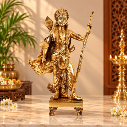 Brass Ram Idol | Premium Solid Brass Statue | 24 Inches Tall | Traditional Hindu Deity Sculpture for Home & Temple Décor (Height: 24 Inches)