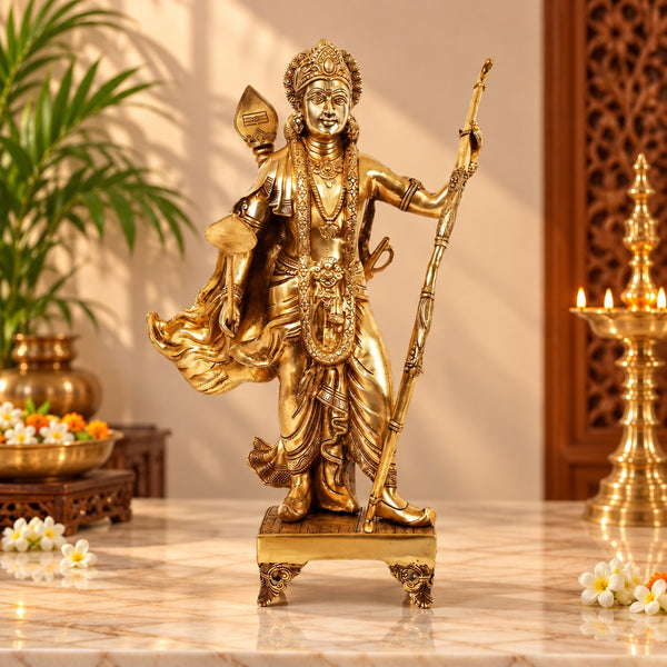 Brass Ram Idol | Premium Solid Brass Statue | 24 Inches Tall | Traditional Hindu Deity Sculpture for Home & Temple Décor (Height: 24 Inches) Mandir Setting