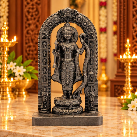 Resin Ram Lalla Idol | Traditional Ram Lalla Statue for Home & Temple Décor (Height: 7.2 Inches)