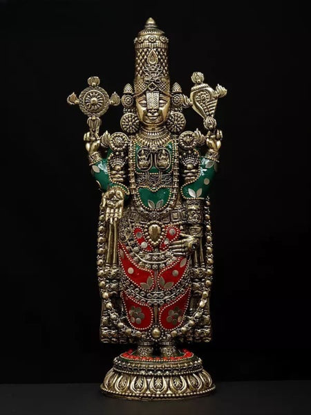 Superfine Brass Tirupati Balaji (Venkateshvara) Idol (Height 12 Inches)