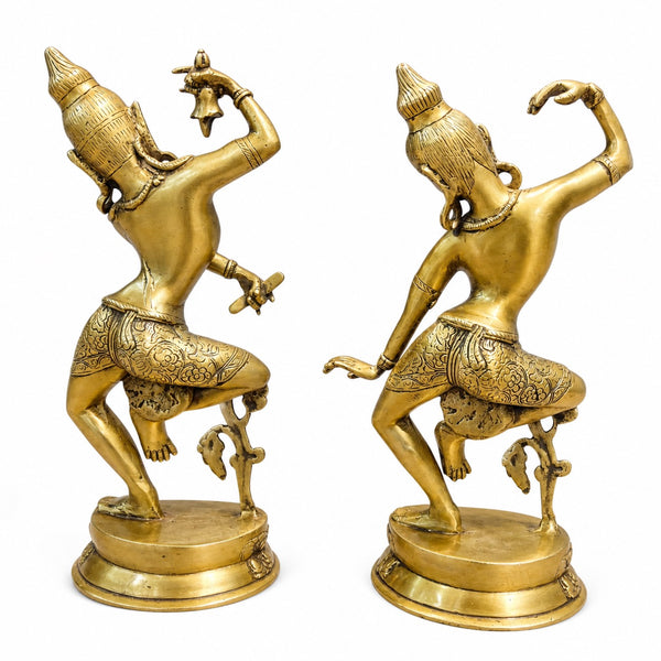 Elegant Brass Dancing Shiva Parvati Statue (Height:16 Inches) Study Setting