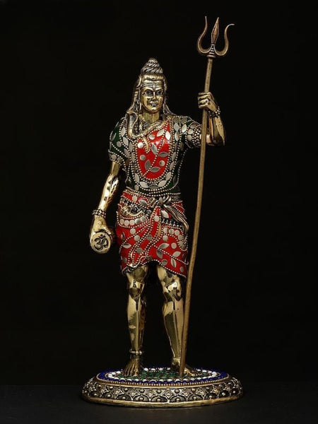 Superfine Brass Standing Lord Shiva Idol (Height 12 Inches)