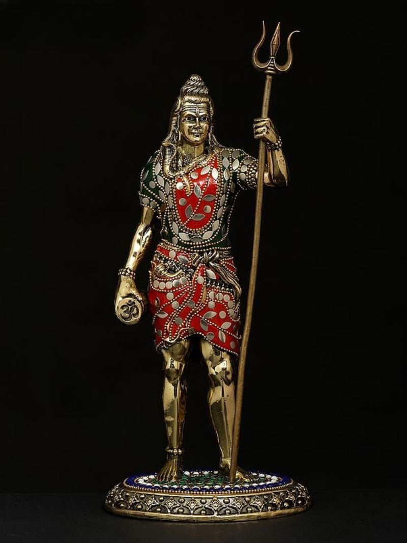 AONA Superfine Brass Standing Lord Shiva Idol